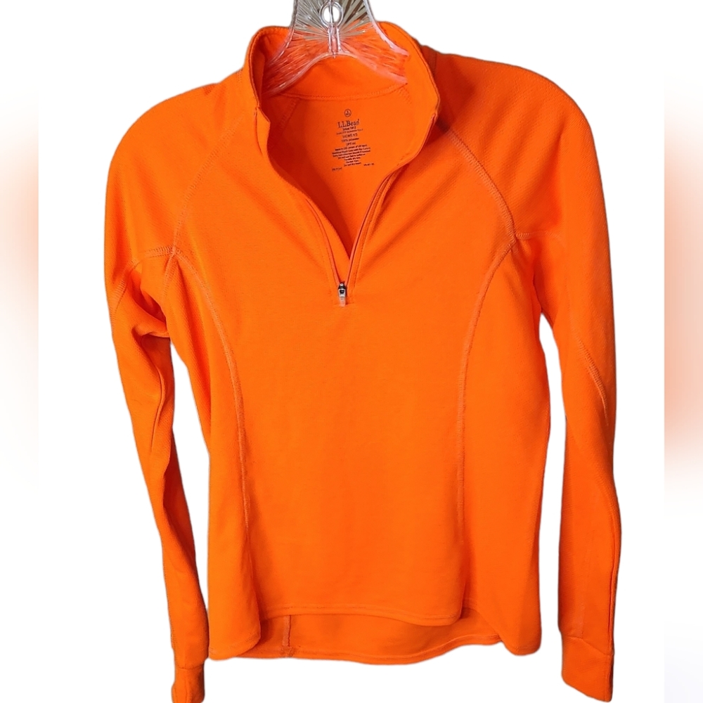 L.L. Bean Women's Athletic Pullover 1/4 Zip Bright Orange